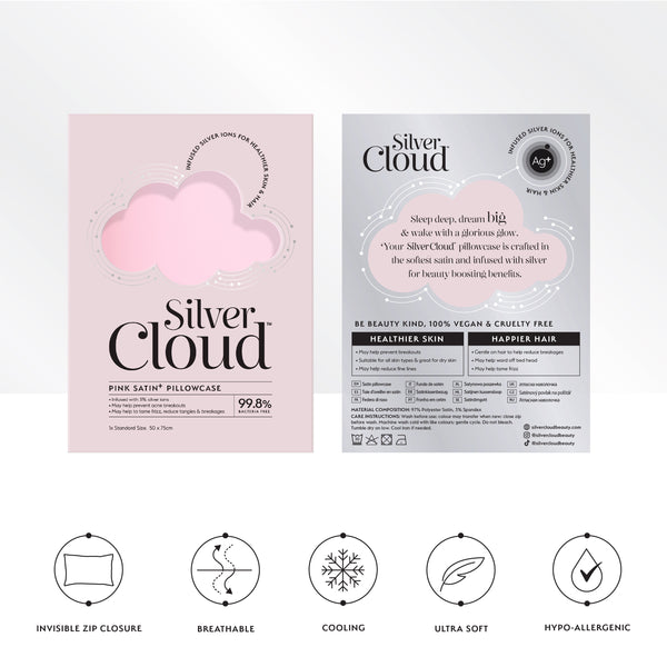 Silver Cloud Satin Pillowcase infused with Silver Ions