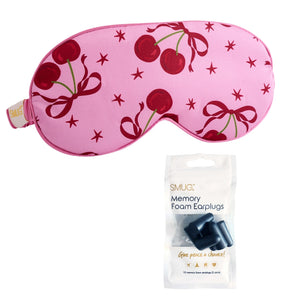 Satin Sleep Mask - Pink Cherries Print