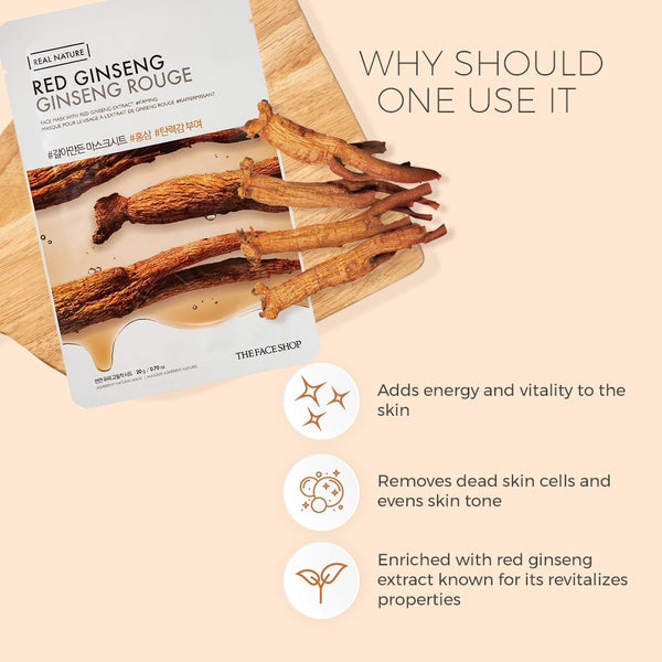 THE FACE SHOP Real Nature Face Mask Red Ginseng 20g