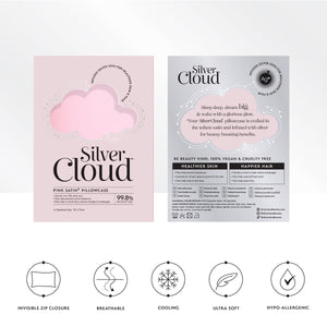 Silver Cloud Satin Pillowcase infused with Silver Ions