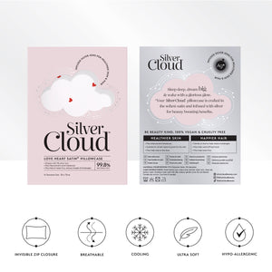 Silver Cloud Heart Print Satin Gift Set With Silver Ions