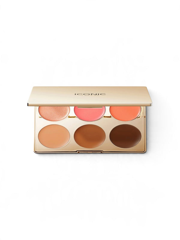 Iconic London Multi-Use Cream Blush, Bronze and Highlight Palette 6 x 3.2g
