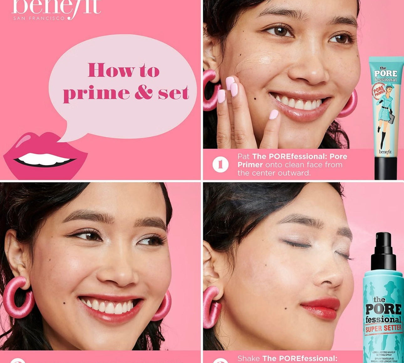 Benefit The POREfessional Pore Minimizer Squad Face Primer and Makeup Setting Spray Trio Set (Worth £37.50) - NODBEAUTY