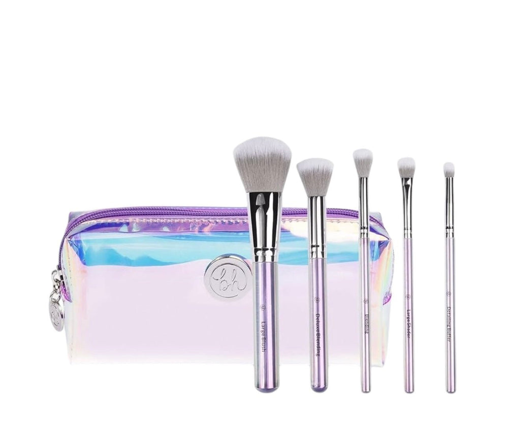 BH COSMETICS FLOWER POWER 5 PIECE FACE & EYE BRUSH SET WITH BAG - NODBEAUTY