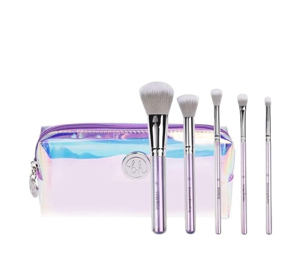BH COSMETICS FLOWER POWER 5 PIECE FACE & EYE BRUSH SET WITH BAG - NODBEAUTY