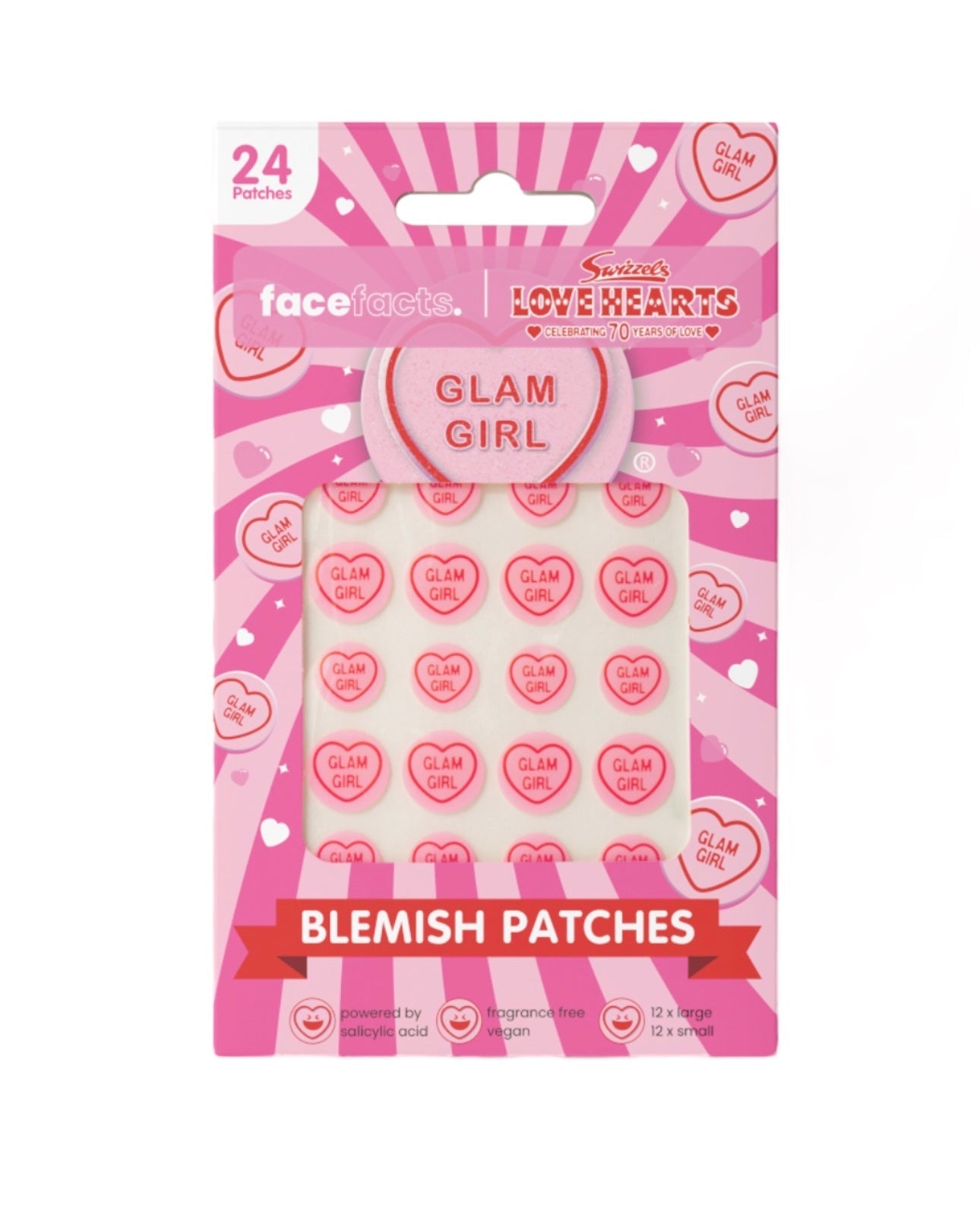 Face Facts Swizzels Love Hearts Glam Girl Blemish Patches - 24 Patches - NODBEAUTY