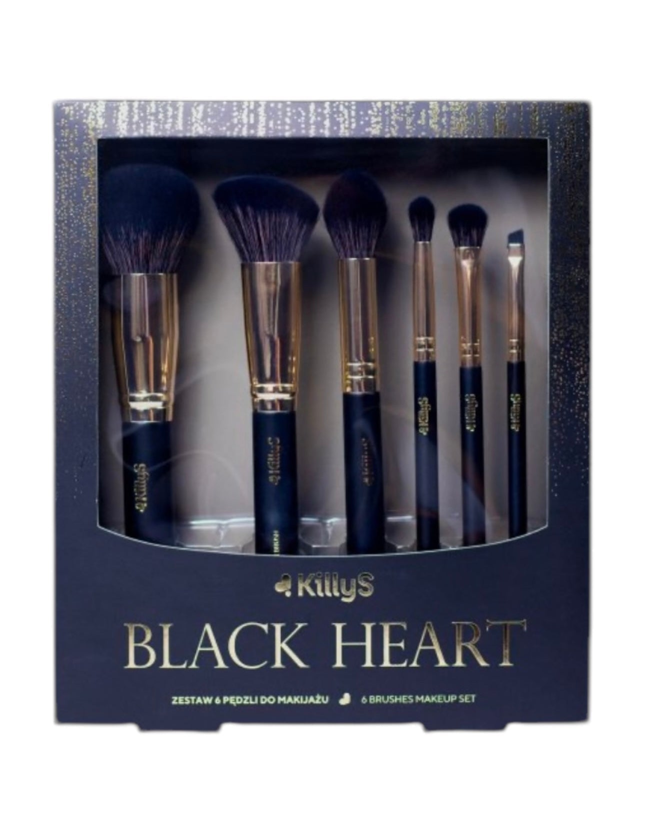 KillyS - BLACK HEART - 6 Brushes Makeup Set - NODBEAUTY