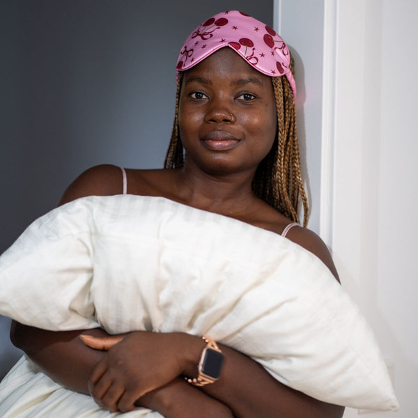 Satin Sleep Mask - Pink Cherries Print