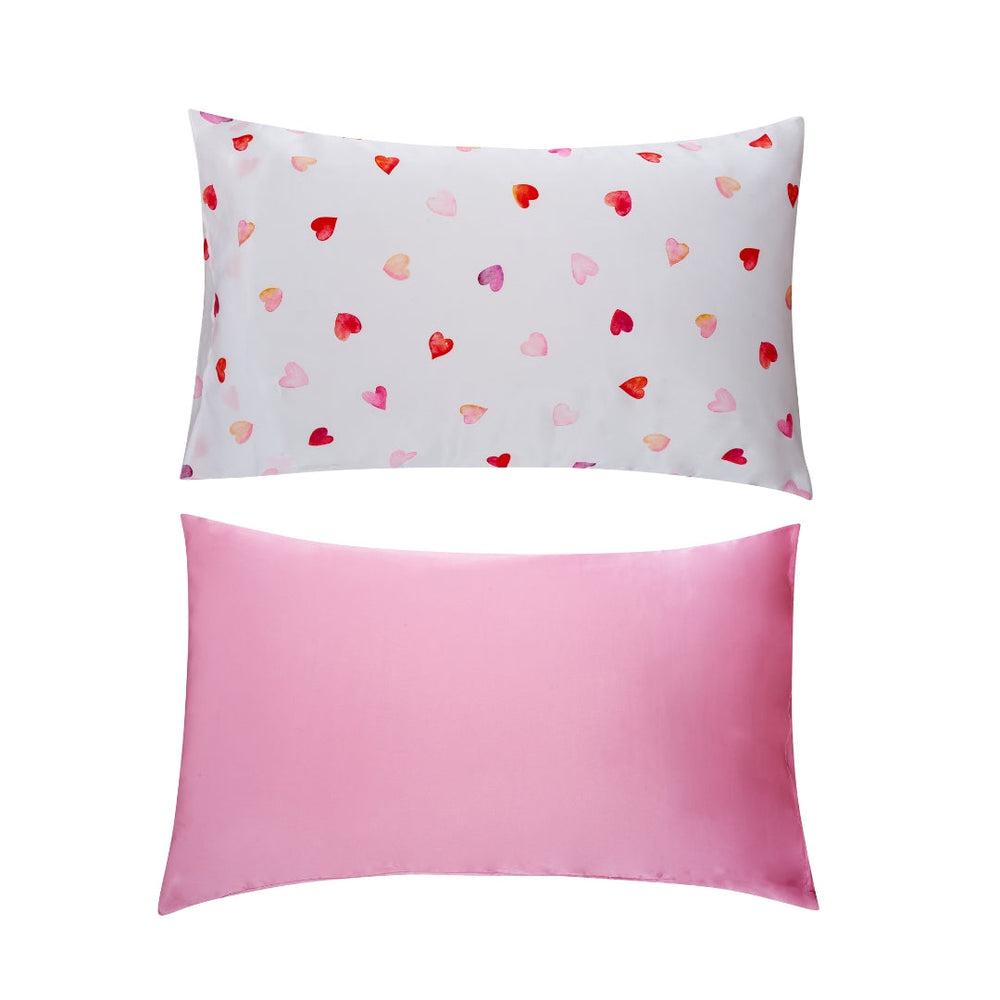 Soft Satin Pillowcase Set, Loveheart