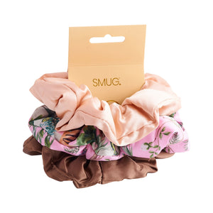 Cloud Satin Hair Scrunchie Set (set of 3) - Caramel Tiger